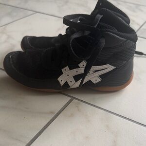 Asics Kids Black and White High-Top Sneakers